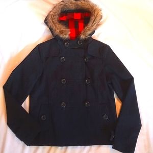 Wool Peacoat with Hood Size M